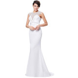 Kate Kasin White Wedding Dresses with Sheer Lace Vintage Wedding Gowns 2017 Mermaid Bridal Marriage Dress Vestido de Noiva 0146