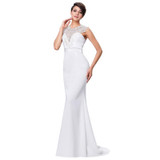 Kate Kasin White Wedding Dresses with Sheer Lace Vintage Wedding Gowns 2017 Mermaid Bridal Marriage Dress Vestido de Noiva 0146