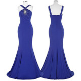 Kate Kasin Royal Blue Long Prom Dresses 2017 Elegant Floor Length Slim Bandage Evening Party Crystal Beading Mermaid Prom Dress