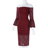Kate Kasin Red Lace Cocktail Dress 2017 Sexy Off the Shoulder Bodycon Mermaid Cocktail Dresses Three Quarter Formal Party Gowns