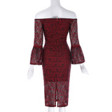 Kate Kasin Red Lace Cocktail Dress 2017 Sexy Off the Shoulder Bodycon Mermaid Cocktail Dresses Three Quarter Formal Party Gowns