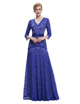 Kate Kasin Long Sleeve Dress Lace Evening Dresses 2017 Sexy Red Blue Black Evening Formal Gowns Mother of the Bride Dresses 0012