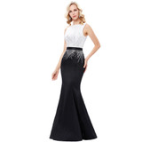 Kate Kasin Long Sequins Mermaid Evening Dresses Party Elegant Vestido De Festa Prom Dresses 2017 Robe de Soiree Black White Gown