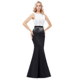 Kate Kasin Long Sequins Mermaid Evening Dresses Party Elegant Vestido De Festa Prom Dresses 2017 Robe de Soiree Black White Gown