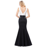 Kate Kasin Long Sequins Mermaid Evening Dresses Party Elegant Vestido De Festa Prom Dresses 2017 Robe de Soiree Black White Gown