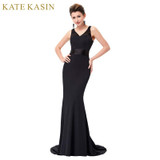 Kate Kasin Jersey Black Evening Dresses Long Bride Mother Dress Ladies Abendkleider 2017 Mermaid Evening Gowns Abito da Sera