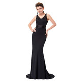 Kate Kasin Jersey Black Evening Dresses Long Bride Mother Dress Ladies Abendkleider 2017 Mermaid Evening Gowns Abito da Sera