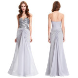 Kate Kasin Grey Silver Sequin Mermaid Evening Dress 2017 Sweetheart Long Elegant Prom Dresses Off Shoulder Evening Dresses Gowns