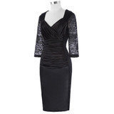 Kate Kasin Black Lace Embroidery Short Cocktail Dresses 2017 V Neck Pleated Prom Party Dresses Robe de Cocktail Formal Dress
