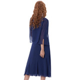 Kate Kasin Cocktail Party Dress 2018 Elegant Short Cocktail Dresses with Cape Open Front Navy Blue Prom Dress Vestido Coctel