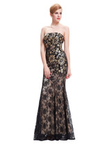 Kate Kasin Black Mermaid Evening Dresses 2017 Lace Embroidery Dress Sexy Long Evening Gowns Mother of the Bride Dresses 0008