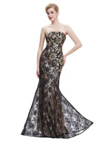 Kate Kasin Black Mermaid Evening Dresses 2017 Lace Embroidery Dress Sexy Long Evening Gowns Mother of the Bride Dresses 0008