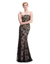 Kate Kasin Black Mermaid Evening Dresses 2017 Lace Embroidery Dress Sexy Long Evening Gowns Mother of the Bride Dresses 0008
