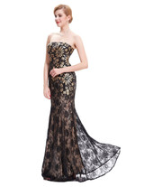 Kate Kasin Black Mermaid Evening Dresses 2017 Lace Embroidery Dress Sexy Long Evening Gowns Mother of the Bride Dresses 0008