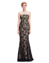 Kate Kasin Black Mermaid Evening Dresses 2017 Lace Embroidery Dress Sexy Long Evening Gowns Mother of the Bride Dresses 0008