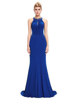 Kate Kasin Black Blue Red Mermaid Prom Dresses Long 2017 Sexy Backless Evening Dress Halter Neck Ballkleider Formal Prom Dresses