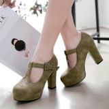 KarinLuna Big Size 34-43 Sexy Women Gladiator T Straps Square High Heel Shoes Spring Autumn Party Wedding Platform Pumps
