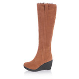 KARINLUNA 2017 large size 34-43 Fashion Women Snow Boots Warm Fur Shoes Wedge high Heel Shoes Platform knee high Boots Winter