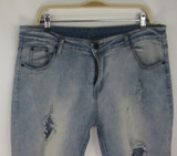 KANYE WEST Ripped Jeans Mens Fear Of God Boots Jeans men Blue Knee Hole Side Zipper Slim Distressed Jeans amy067