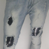 KANYE WEST Fear of god Knee Hole Side Zipper Slim Distressed Jeans  Men justin bieber Ripped tore up Jeans For Men amy066