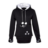 Kangaroo Dog Hoodie Women Kawaii Lover Cats Embroidery Cartoon Hooded Hoodies Thumb Through Front Pocket Animal Ear Hoodie