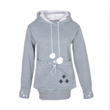 Kangaroo Dog Hoodie Women Kawaii Lover Cats Embroidery Cartoon Hooded Hoodies Thumb Through Front Pocket Animal Ear Hoodie