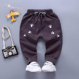 2018 Casual Spring Kids Boys Full Length Trousers Letter Cartoon Footprint Baby Infants Bebe Clothing Long Pants Pantalone S6314