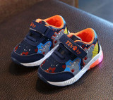 2018 Cartoon LED lighted children sneakers Hook&amp;Loop baby girls boys shoes hot sales kids footwear glowing toddlers