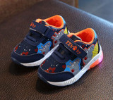 2018 Cartoon LED lighted children sneakers Hook&amp;Loop baby girls boys shoes hot sales kids footwear glowing toddlers