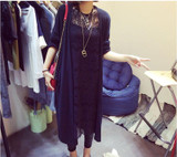 2018 Cardigan Women Casual Sweet Gray Black Crochet Knitted Blouse Long-sleeve Tops Women Long Sweaters Cardigans 61765
