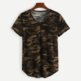 2018 Camouflage Printed Camo T Shirts Women Army Short Sleeves O Neck Pocket Female T-shirt Top Summer Casual Loose Cotton Tees
