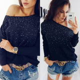 2018 Brand New Women Longsleeve Autumn Slim Knitted Sweater Tops Bling Outwear Coat Casual Tops