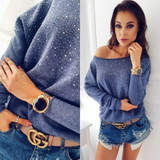 2018 Brand New Women Longsleeve Autumn Slim Knitted Sweater Tops Bling Outwear Coat Casual Tops