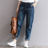 2018 Boyfriend Jeans Harem Pants Women Trousers Casual Plus Size Loose Fit Vintage Denim Pants High Waist Jeans Women Vaqueros