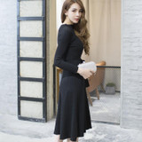 2018 Black Sexy With Sashes Knitted Dress Women Slim Casual Autumn Winter Long Sleeve High Waist Green Sweater Dresses Vestidos