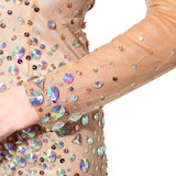 2018 Backlackgirl Hot Sexy Sparkling Long Sleeve Cocktail Dress Tulle Straight V-Neck Dress Short Mini Women Party Beading Gown