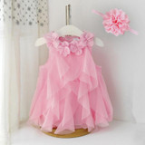 2018 Baby Girls Dress Summer Sleeveless Chiffon Dress Infant Birthday Party Dresses for Girl Clothes with Headband Vestidos