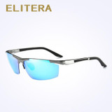 ELITERA Brand Men's Polarized Sunglasses Rimless Rectangle Driving Mirror Sport Mens Sun Glasses For Men E8530
