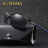 ELITERA Brand Men's Polarized Sunglasses Rimless Rectangle Driving Mirror Sport Mens Sun Glasses For Men E8530