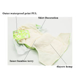 Elinfant 1 pcs reusable os girl skirt baby nappy bamboo hemp night time AIO baby washable cloth diaper for baby girls