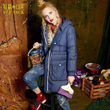 Elf SACK z winter 2016 fashion rib knitting with a hood slim waist long down coat female design