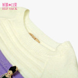 ELF SACK Women Winter Sweater Stripe Multicolour Pullovers Loose Flare Sleeve Sweet Girl's Tops Elegant Womens All-mach Sweaters