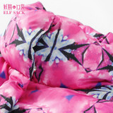 ELF SACK Women Winter Ultralight Stand Collar Long Sleeve Printed Pleated White Duck Down Jacket Coat