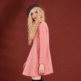 ELF SACK Women Winter New Pink Dress Ruffle Heart Appliques Long Sleeve Dresses Waisted Kawaii Long Sleeve Short Dresses