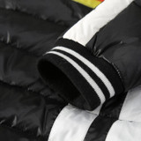 ELF SACK Winter Women Down Coats Fashion Letter Print Graffiti Long Outerwear Long-Sleeve Stripe Appliques Down Coats