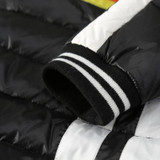 ELF SACK Winter Women Down Coats Fashion Letter Print Graffiti Long Outerwear Long-Sleeve Stripe Appliques Down Coats