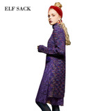 Elf SACK w autumn and winter faux two piece turtleneck knitted one-piece dress 2016 female fashion