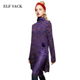 Elf SACK w autumn and winter faux two piece turtleneck knitted one-piece dress 2016 female fashion