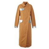 Elf SACK w lipstick autumn and winter street style outerwear PU patchwork design lacing long trench female