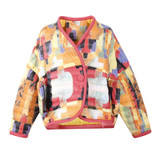 Elf SACK p 2016 autumn and winter national trend color block print down coat female short design